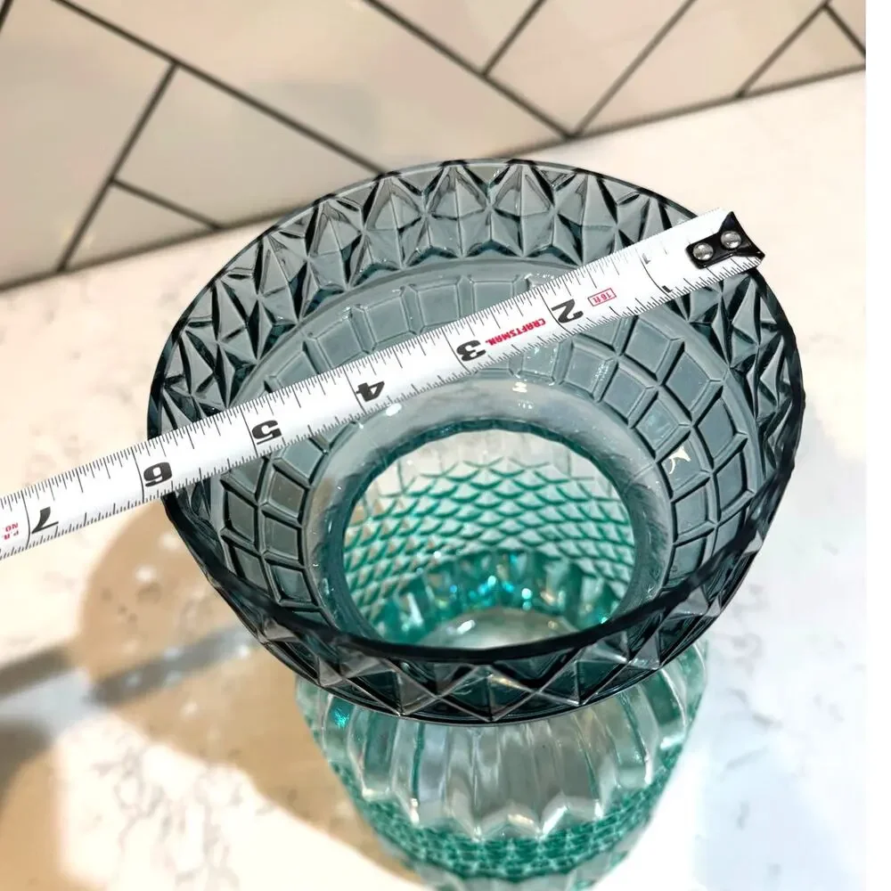 West Elm ombre like teal diamond point pattern vase contemporary spring